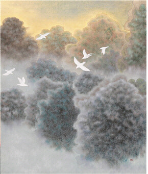 퀘렌시아 130.3×97cm, 순지+먹+수간채색, 2017